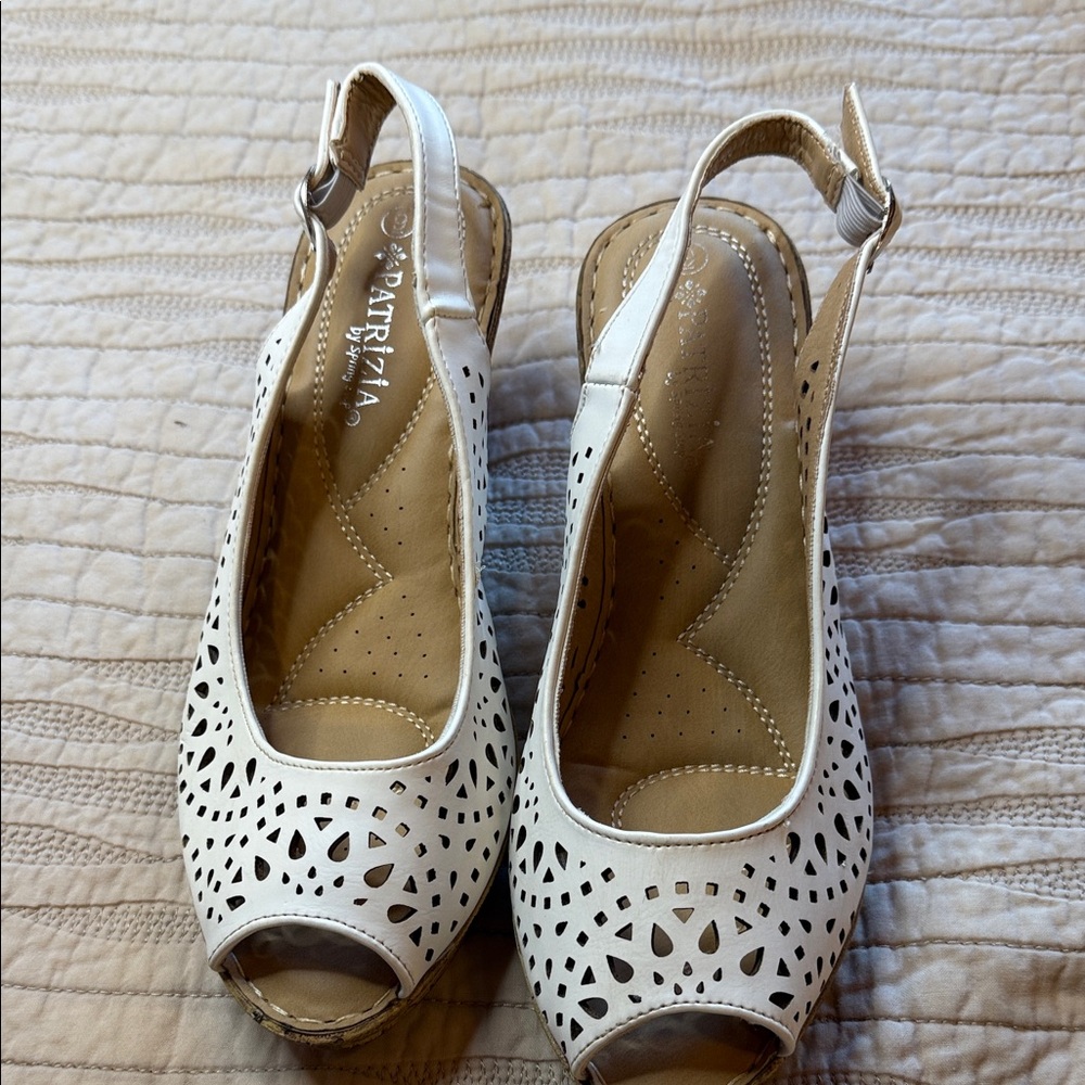 Patrizia White Peep-Toe Slingback Sandals